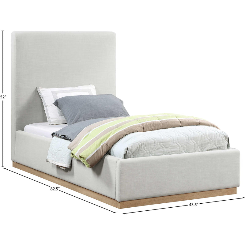 Meridian Alfie Cream Linen Textured Fabric Twin Bed IMAGE 8