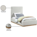 Meridian Alfie Cream Linen Textured Fabric Twin Bed IMAGE 9