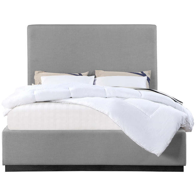 Meridian Alfie Grey Linen Textured Fabric Full Bed IMAGE 3