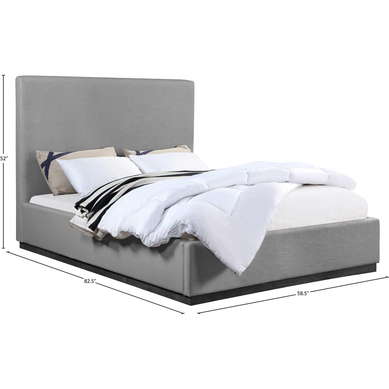 Meridian Alfie Grey Linen Textured Fabric Full Bed IMAGE 8