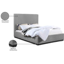 Meridian Alfie Grey Linen Textured Fabric Full Bed IMAGE 9