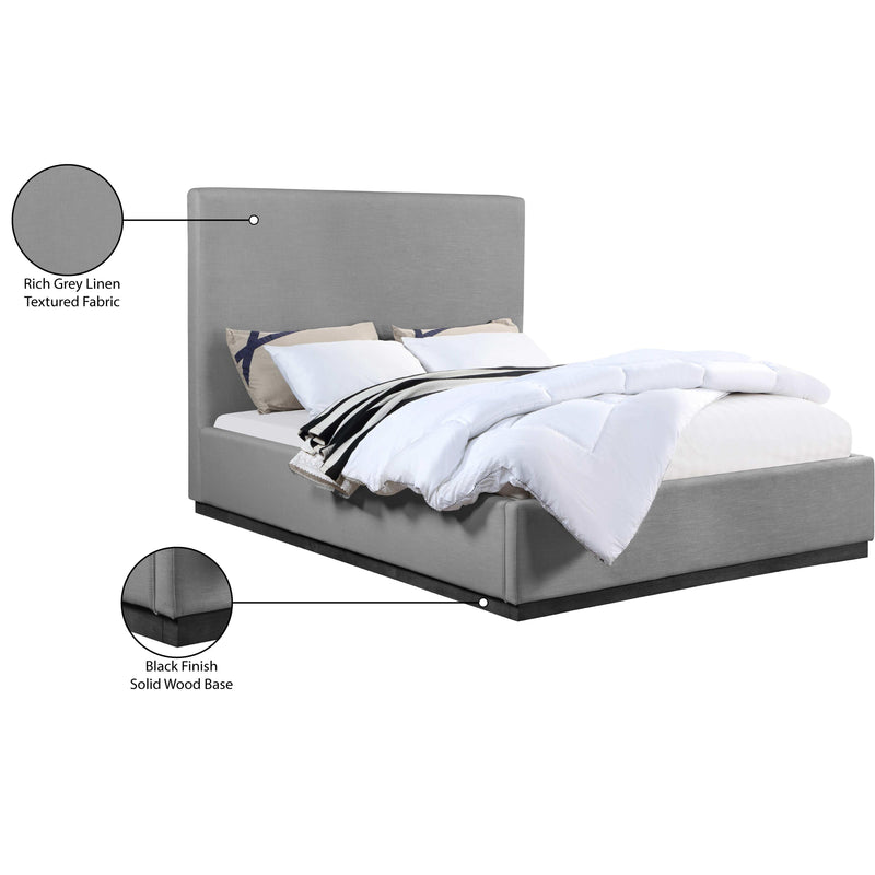 Meridian Alfie Grey Linen Textured Fabric King Bed IMAGE 9
