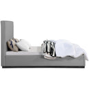 Meridian Alfie Grey Linen Textured Fabric Queen Bed IMAGE 4