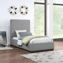 Meridian Alfie Grey Linen Textured Fabric Twin Bed IMAGE 2