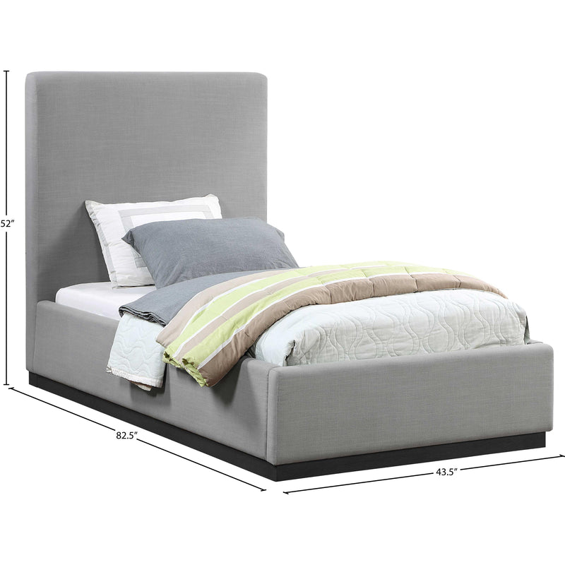 Meridian Alfie Grey Linen Textured Fabric Twin Bed IMAGE 8