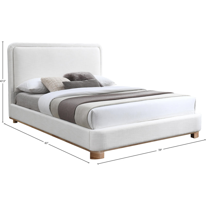 Meridian Nolita Cream Linen Textured Fabric Full Bed IMAGE 7