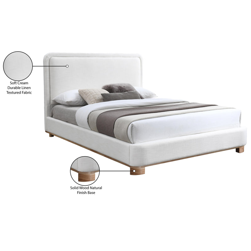 Meridian Nolita Cream Linen Textured Fabric Full Bed IMAGE 8