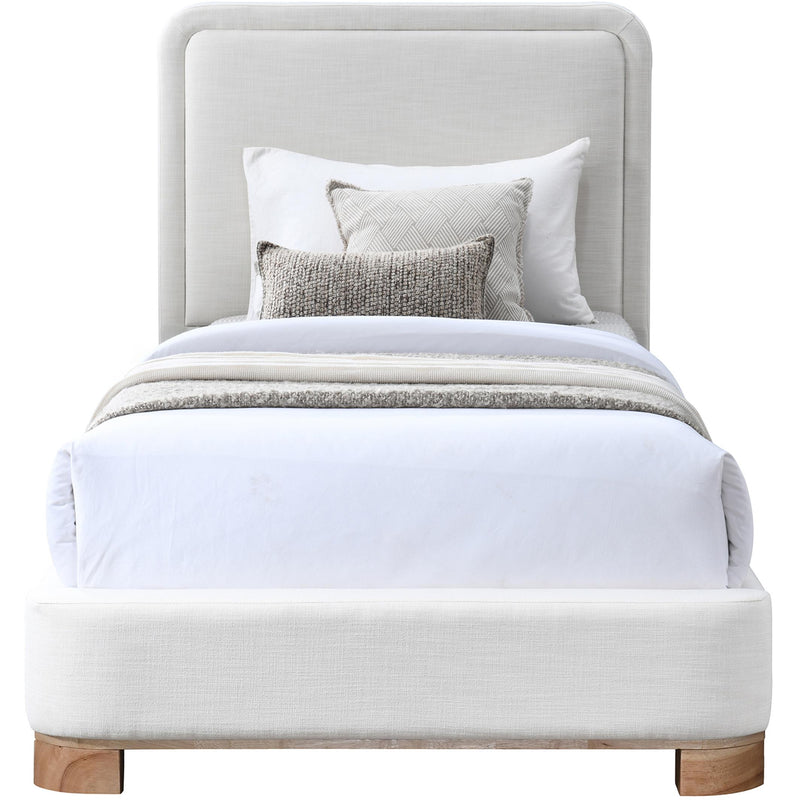 Meridian Nolita Cream Linen Textured Fabric Twin Bed IMAGE 3