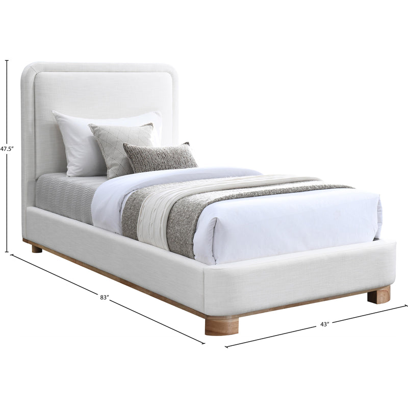 Meridian Nolita Cream Linen Textured Fabric Twin Bed IMAGE 7