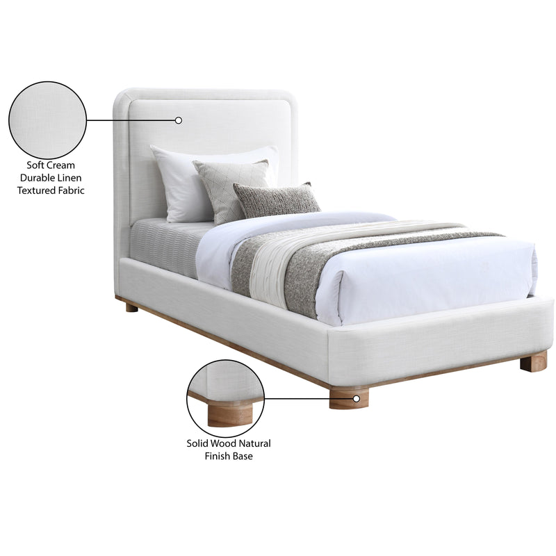 Meridian Nolita Cream Linen Textured Fabric Twin Bed IMAGE 8