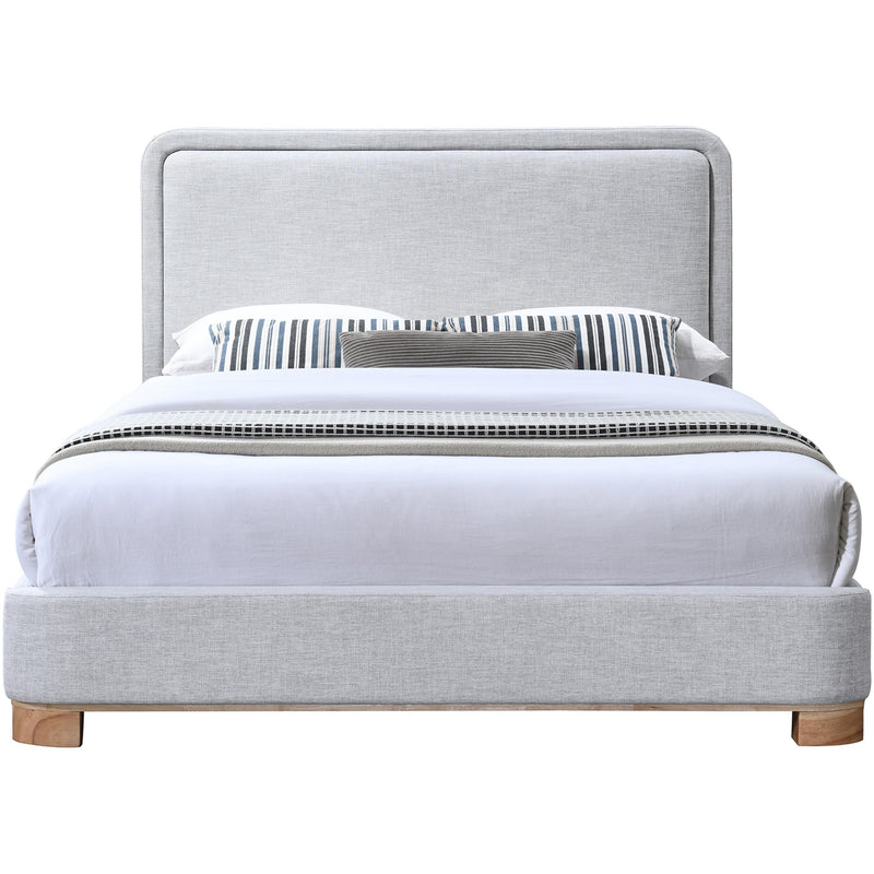 Meridian Nolita Grey Linen Textured Fabric Full Bed IMAGE 3