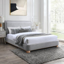 Meridian Nolita Grey Linen Textured Fabric Queen Bed IMAGE 2
