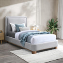 Meridian Nolita Grey Linen Textured Fabric Twin Bed IMAGE 2