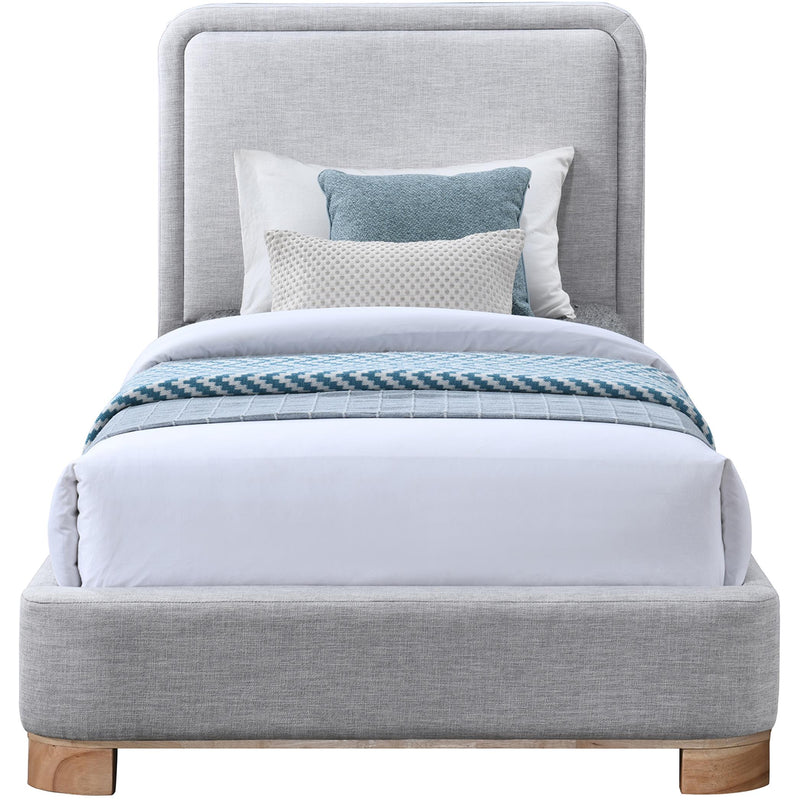 Meridian Nolita Grey Linen Textured Fabric Twin Bed IMAGE 3