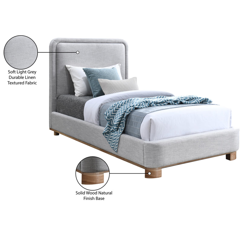 Meridian Nolita Grey Linen Textured Fabric Twin Bed IMAGE 8