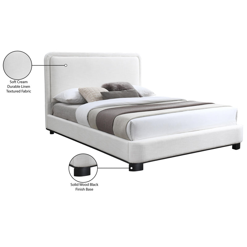 Meridian Nolita Cream Linen Textured Fabric King Bed IMAGE 8