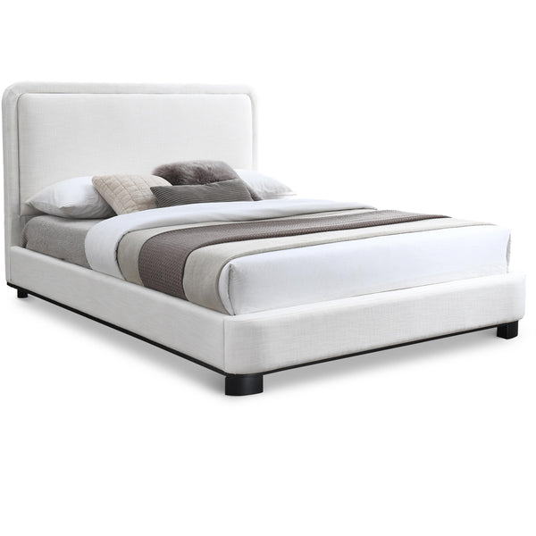 Meridian Nolita Cream Linen Textured Fabric Queen Bed IMAGE 1