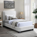Meridian Nolita Cream Linen Textured Fabric Twin Bed IMAGE 2