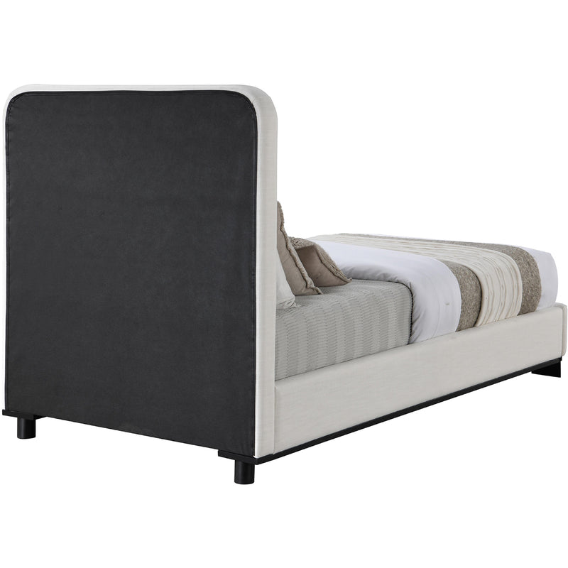 Meridian Nolita Cream Linen Textured Fabric Twin Bed IMAGE 5