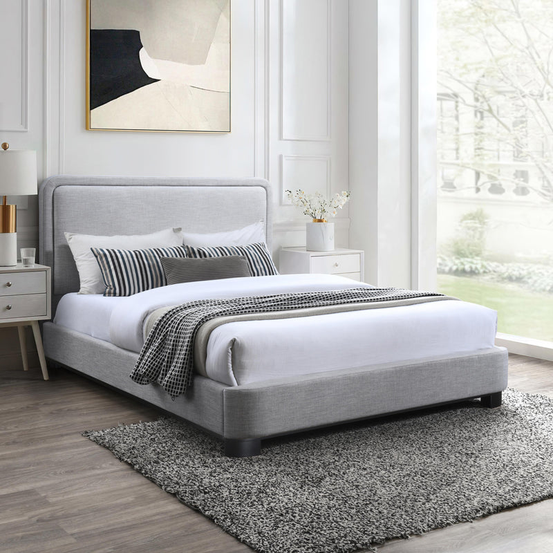 Meridian Nolita Grey Linen Textured Fabric Full Bed IMAGE 2