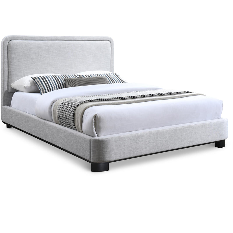 Meridian Nolita Grey Linen Textured Fabric Queen Bed IMAGE 1
