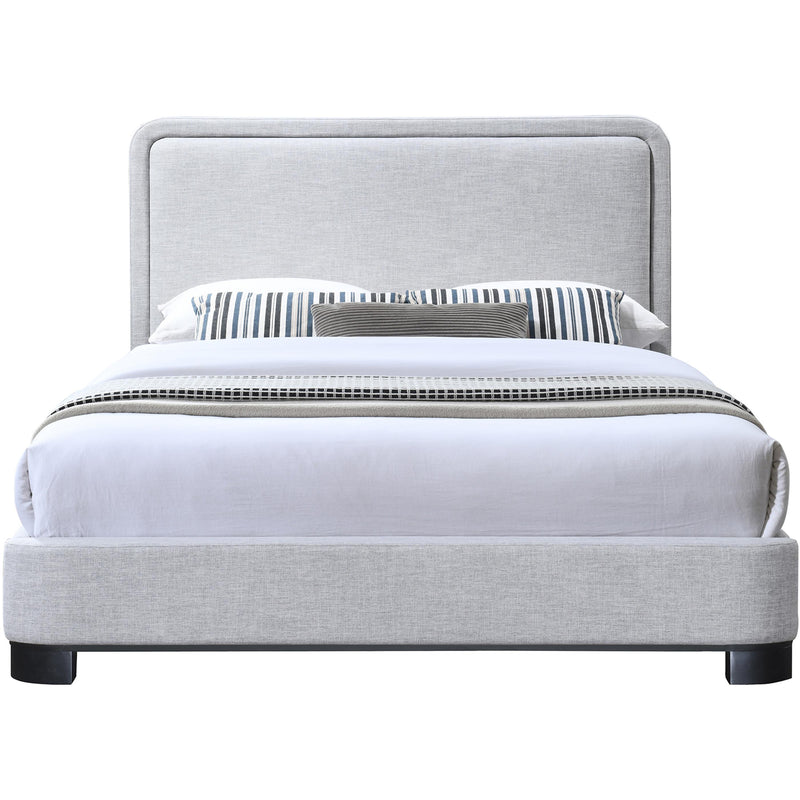 Meridian Nolita Grey Linen Textured Fabric Queen Bed IMAGE 3