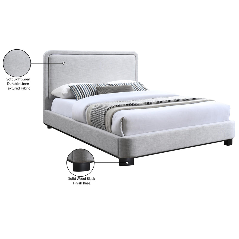 Meridian Nolita Grey Linen Textured Fabric Queen Bed IMAGE 8
