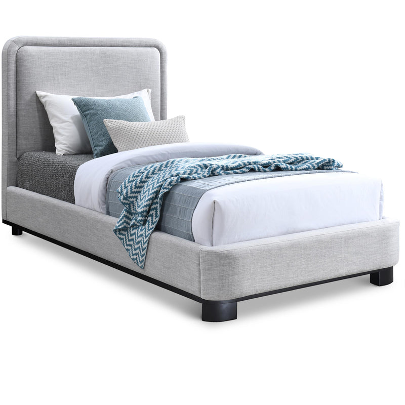 Meridian Nolita Grey Linen Textured Fabric Twin Bed IMAGE 1