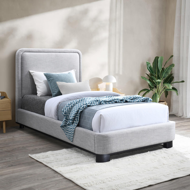 Meridian Nolita Grey Linen Textured Fabric Twin Bed IMAGE 2