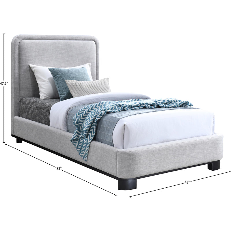 Meridian Nolita Grey Linen Textured Fabric Twin Bed IMAGE 7