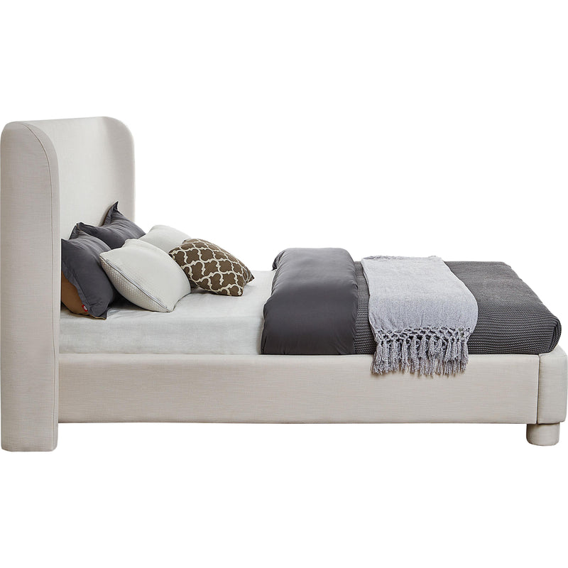 Meridian Penny Cream Linen Textured Fabric King Bed IMAGE 4