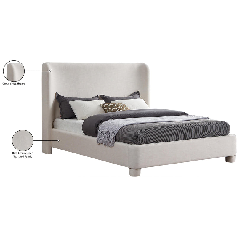 Meridian Penny Cream Linen Textured Fabric King Bed IMAGE 8