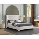 Meridian Penny Cream Linen Textured Fabric Queen Bed IMAGE 2