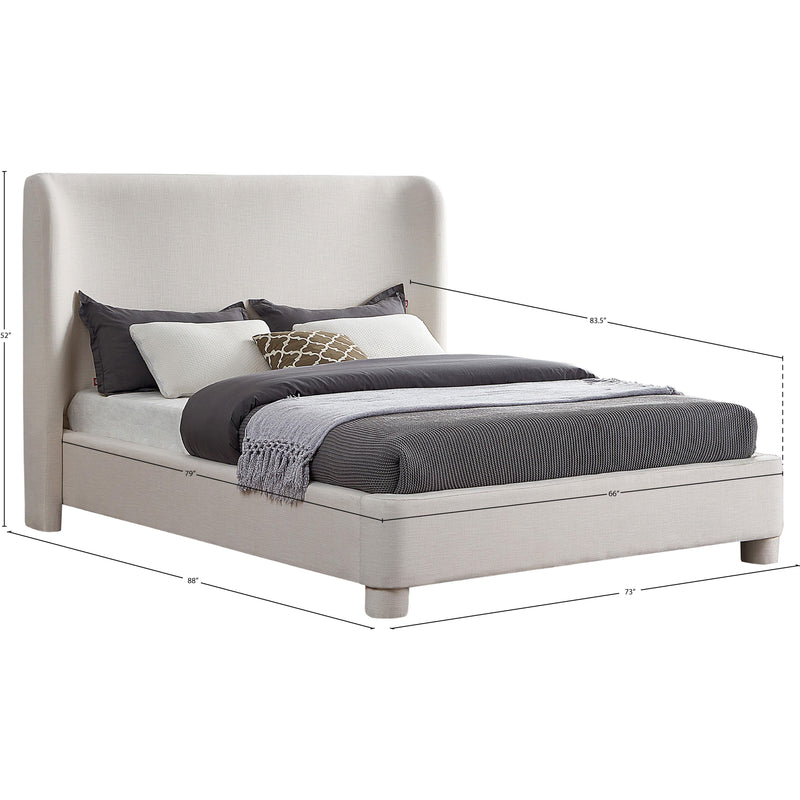 Meridian Penny Cream Linen Textured Fabric Queen Bed IMAGE 7