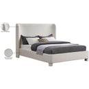 Meridian Penny Cream Linen Textured Fabric Queen Bed IMAGE 8