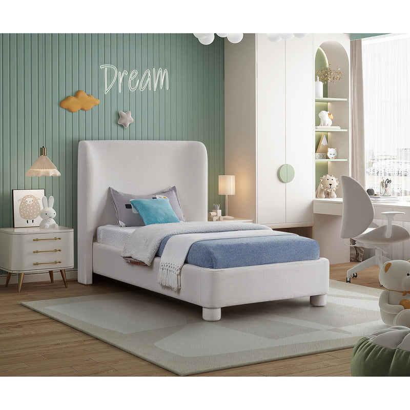 Meridian Penny Cream Linen Textured Fabric Twin Bed IMAGE 2