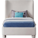 Meridian Penny Cream Linen Textured Fabric Twin Bed IMAGE 3
