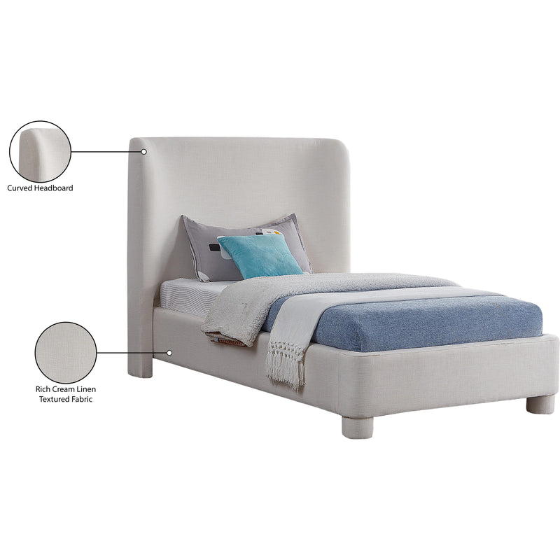 Meridian Penny Cream Linen Textured Fabric Twin Bed IMAGE 8