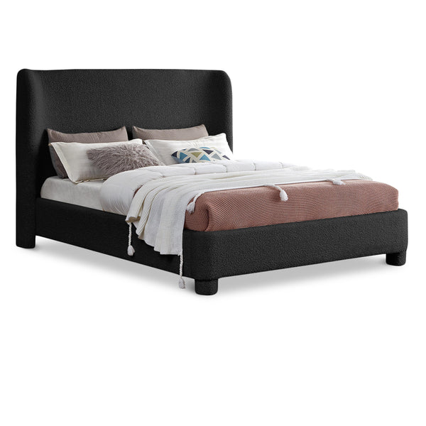Meridian Penny Black Boucle Fabric Full Bed IMAGE 1