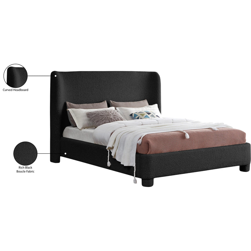 Meridian Penny Black Boucle Fabric Queen Bed IMAGE 8