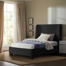 Meridian Penny Black Boucle Fabric Twin Bed IMAGE 2