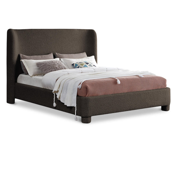 Meridian Penny Brown Boucle Fabric King Bed IMAGE 1