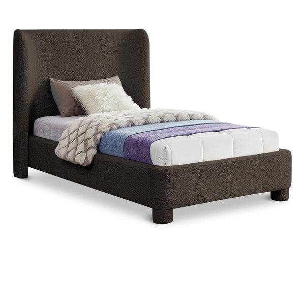 Meridian Penny Brown Boucle Fabric Twin Bed IMAGE 1