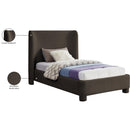 Meridian Penny Brown Boucle Fabric Twin Bed IMAGE 8