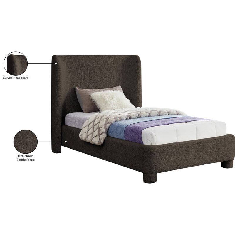 Meridian Penny Brown Boucle Fabric Twin Bed IMAGE 8