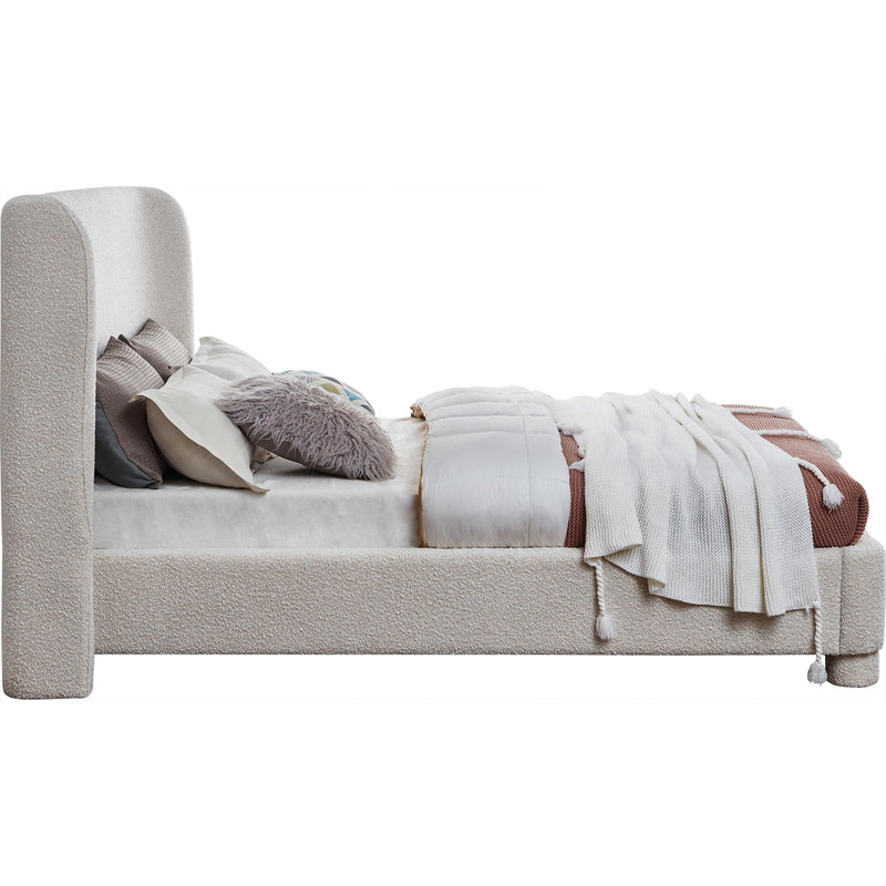 Meridian Penny Cream Boucle Fabric Full Bed IMAGE 4
