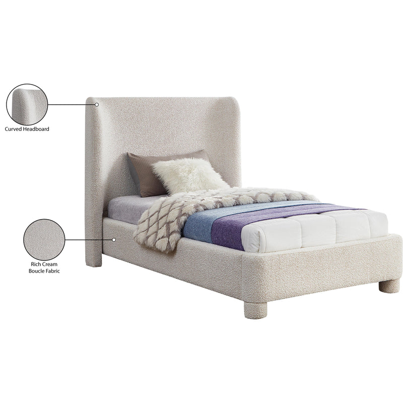 Meridian Penny Cream Boucle Fabric Twin Bed IMAGE 8