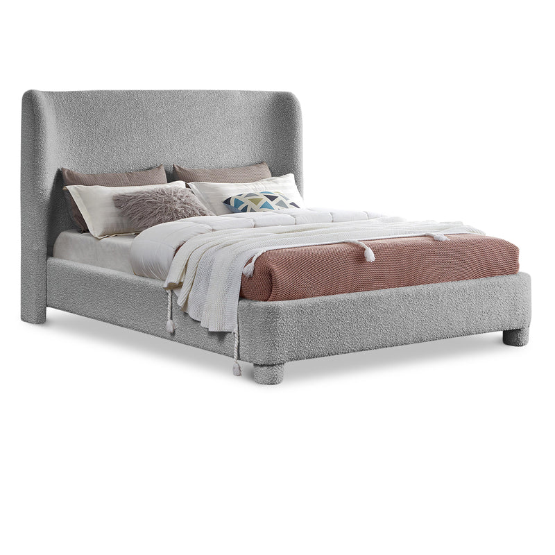 Meridian Penny Grey Boucle Fabric Full Bed IMAGE 1