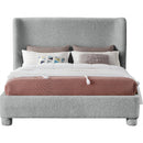 Meridian Penny Grey Boucle Fabric Queen Bed IMAGE 3