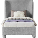 Meridian Penny Grey Boucle Fabric Twin Bed IMAGE 3